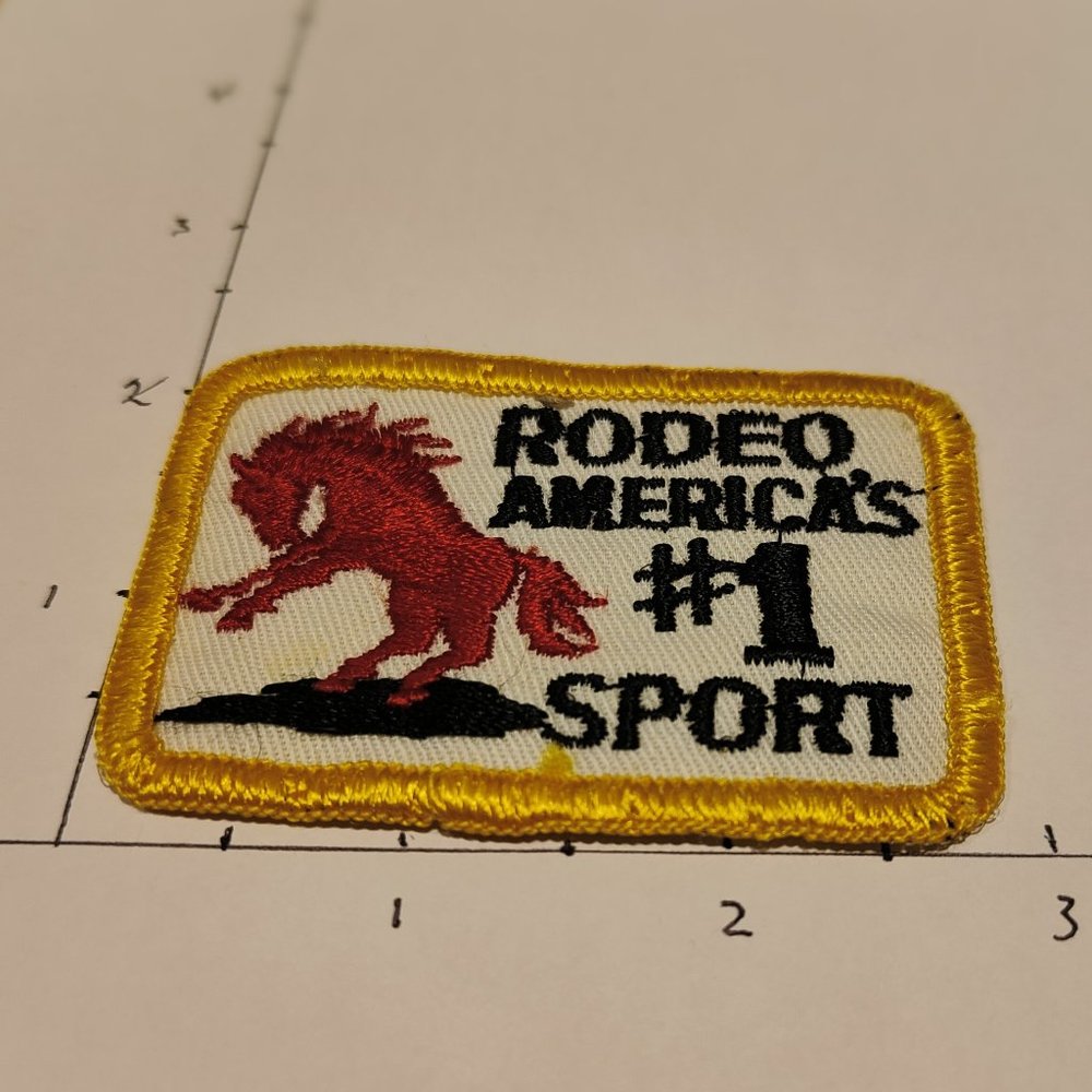 Rodeo American's #1 Sport Red Bucking Bronco Vintage Rodeo Iron On Patch